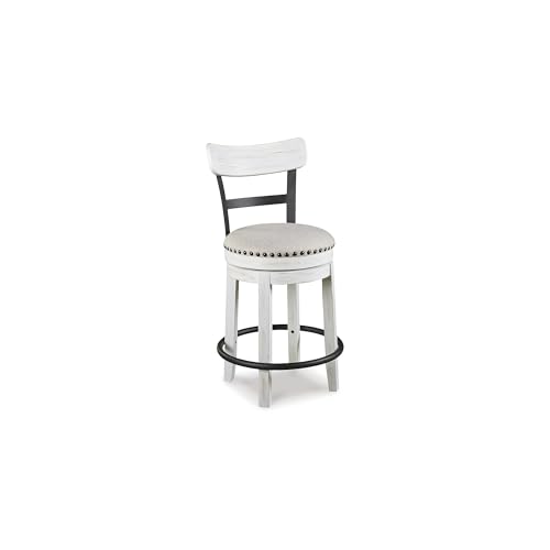 Signature Design by Ashley Valebeck 24.5" Modern Swivel Counter Height Barstool, Whitewash