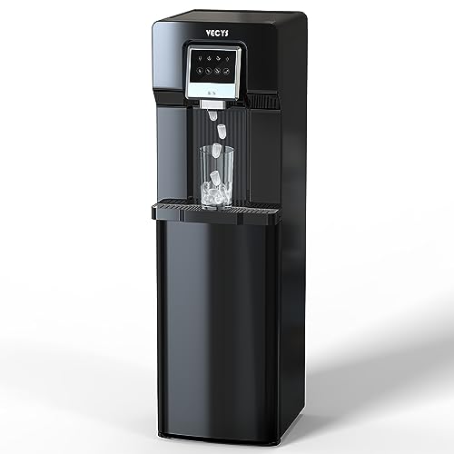 VECYS 2 in 1 Ice Maker Cooler, 18LBS Daily Ice Making and Cold Water Supply, Bottom Loading Compatible with 3 or 5 Gallon Bottles, Ideal for Home and Office (No Hot Water)