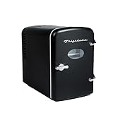 Frigidaire EFMIS137-BLACK EFR137BLACK Retro Mini Personal Fridge Cooler, Holds up to 6 Cans, Portable for Car, Office, Bedroom, Dorm Room, or Cabin, AC and DC input, BLACK