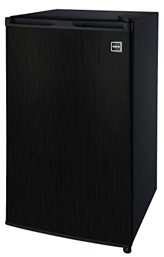 RCA RFR335, 3.2 Cu Ft Compact Design Mini Fridge with Freezer, Stainless, Black SS