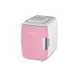 Cooluli Mini Fridge for Bedroom - Car, Office Desk & Dorm Room - Portable 4L/6 Can Electric Plug In Cooler & Warmer for Food, Drinks, Skincare Beauty & Makeup - 12v AC/DC & Exclusive USB Option, Pink