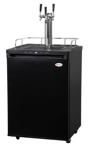Kegco HBK309B-3 Three Faucet Homebrew Kegerator - Matte Black Cabinet and Door
