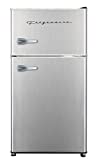Frigidaire EFR341 Compact Small Top-Freezer Refrigerator, Stainless Steel Mini Bar Fridge Platinum Series-21.26" D x 17.83" W x 33.5" H, 3.2 cu ft Double Door