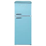 Galanz GLR10TBEEFR Retro Refrigerator with Top Freezer Frost Free, Dual Door Fridge, Adjustable Electrical Thermostat Control, 10 cu ft, Blue
