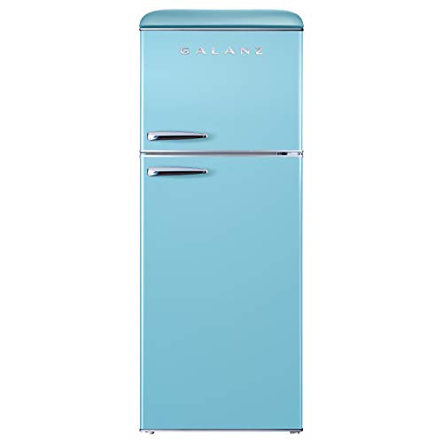 Galanz GLR10TBEEFR Retro Refrigerator with Top Freezer Frost Free, Dual Door Fridge, Adjustable Electrical Thermostat Control, 10 cu ft, Blue