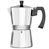 Zulay Kitchen Premium Moka Pot Espresso - Leakproof Stovetop Espresso Maker - Coffee Percolator for Classic Cuban & Italian Style Espresso - Portable Cuban Coffee Maker for Camping - 3 Cup Silver