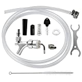 MRbrew Draft Beer Line Shank Faucet Kit, Stainless Core Beer Tap Self-Closing Spring Tap Wrench No Leak 3/16'' Brewing Tubing 1/4'' Keg Coupler Barb Fitting Hose Clamp Kegerator Tower Replacement Set