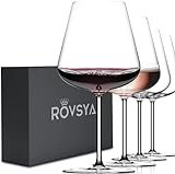 ROVSYA Red Wine Glasses Set of 4-28oz Large Wine Glasses Hand Blown Crystal-Clearer,Lighter for Wine Tasting, Gift Packaging for Valentine's Day, Anniversary,Wedding,Birthday