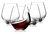 Godinger Wine Glasses, Stemless Wine Glasses, Red Wine Glasses, Wine Drinking Glasses, Stemless Wine Glass - 17oz, Set of 4 - Made in Europe