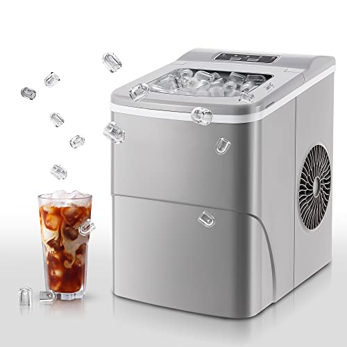 Electactic Ice Maker Countertop Portable Ice Maker Machine Self-Cleaning 30lbs/5Mins/24Hrs 2 Mode Ice Machine Counter Ice Maker with Scoop&Basket for Home/Office/Bar/RV Use Gray