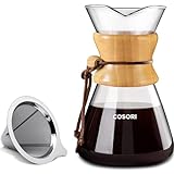 COSORI Pour Over Coffee Maker with Double Layer Stainless Steel Filter, 8-Cup, 34oz, Drip Coffee Maker, Coffee Dripper Brewer, High Heat Resistant Carafe, also for Camping, Hiking