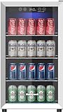 Honeywell Beverage Refrigerator and Cooler, 115 Can Mini Fridge with Glass Door for Soda Beer or Wine for Office or Bar with Adjustable Removable Shelving