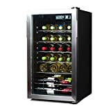 BLACK+DECKER Wine Cooler Refrigerator, 26 Bottle Compressor Cooling Wine Fridge with Blue Light & LED Display, Freestanding Wine Cooler, BD61536