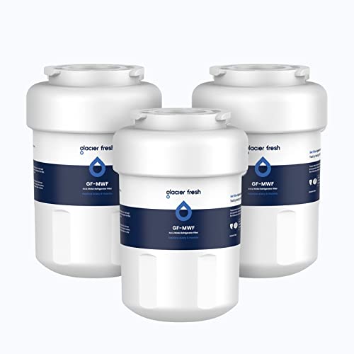 GLACIER FRESH MWF Water Filters for GE Refrigerators, NSF 42 Replacement for SmartWater MWFP, MWFA, GWF, HDX FMG-1, WFC1201, RWF1060, 197D6321P006, Kenmore 9991, 3 Pack