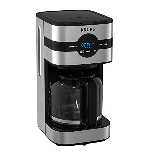 KRUPS Simply Brew: Stainless Steel and Glass Carafe 10 Cup Drip Coffee Maker, Programmable with Digital Display, Dishwasher Safe, Drip Free Coffee Machine with Coffee Filter