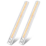 goodland 160 LED Closet Lights Motion Sensor Under Cabinet Lights Indoor Lighting 3600mAh Battery Powered Light Bar Dimmable Rechargeable closet light for Kitchen, Wardrobe, Stairs(2 Pack)