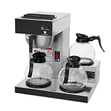 SYBO 12-Cup Commercial Coffee Maker, Pour Over Drip Coffee Maker Brewer with 3 Lower Warmers and 3 Glass Decanters, Stainless Steel Cafetera
