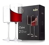 JoyJolt Claire 14oz Red Wine Glass Set. Large Glasses Set of 2 Crystal Glasses. Elegant Wide Rim Stemware - Modern with Stem. Stemmed for Unique Gifts