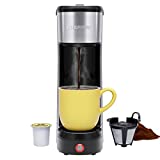 Chefman Single Serve Coffee Maker: K-Cup & Ground Compatible, Single Cup 6-12 oz Portable Drip Coffee Machine with Filter - Perfect for College & Coffee Lovers,Black