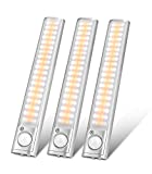 goodland Under Cabinet Lighting 80 LED Closet Light, Motion Sensor Lights Indoor USB Rechargeable Dimmable Stick-on Night Light Bar for Kitchen, Wardrobe, Garage, Stairs, Bedroom (3 Packs)
