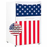Crosley American Tribute 4.4 cuft Mini Fridge. Compact refrigerator without freezer for dorm, bedroom, apartment, room, office, bar, beverage, drink and beer. Small size w/cute patriotic flag bunting