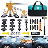 GLISTON Paintless Dent Puller – Golden Dent Puller Kit, 35pcs Dent Remover Tools with Adjustable Width Dent Repair Tools for Car, DIY Auto Body Dent Repair