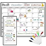 Magnetic Dry Erase Refrigerator Calendar with Markers - 15" x 11" Monthly Fridge Calendar and Today List, Fridge Whiteboard with Back Magnet