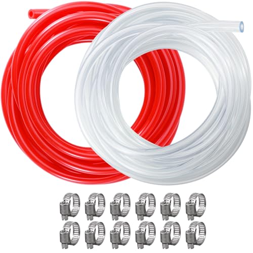 Hilangsan Kegerator Beer Line Tubing 15ft 3/16 Beer Line + 15ft CO2 Gas Line Keg Line Beer Tubing CO2 Hose Kegerator Parts Kegerator Lines Replacement Kit CO2 Tubing with Hose Clamps
