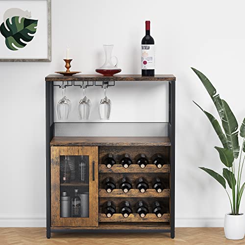 Amyove Wine Bar Cabinet With Detachable Rack Glass Holder Small Sideboard 