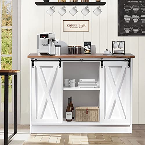Farmhouse Coffee Bar Cabinet 42 Kitchen Buffet Sideboard Cabinet With 