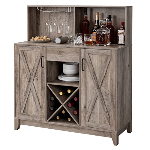 Hostack Wine Bar Cabinet For Liquor And Glasses Barn Doors Wine Cabinet With 